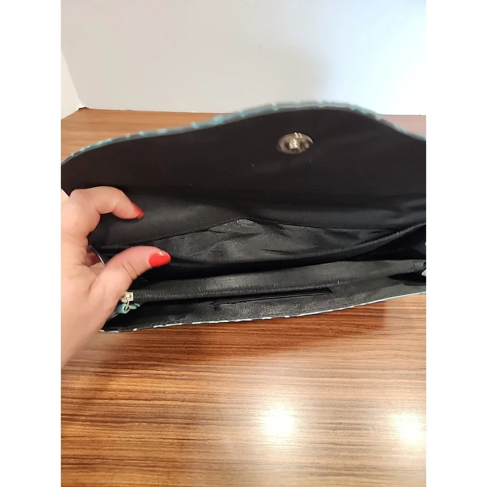 Rolfs Teal Women's Wallet Clutch Genuine Cowhide‎ Checkbook Organizer Card Slots
